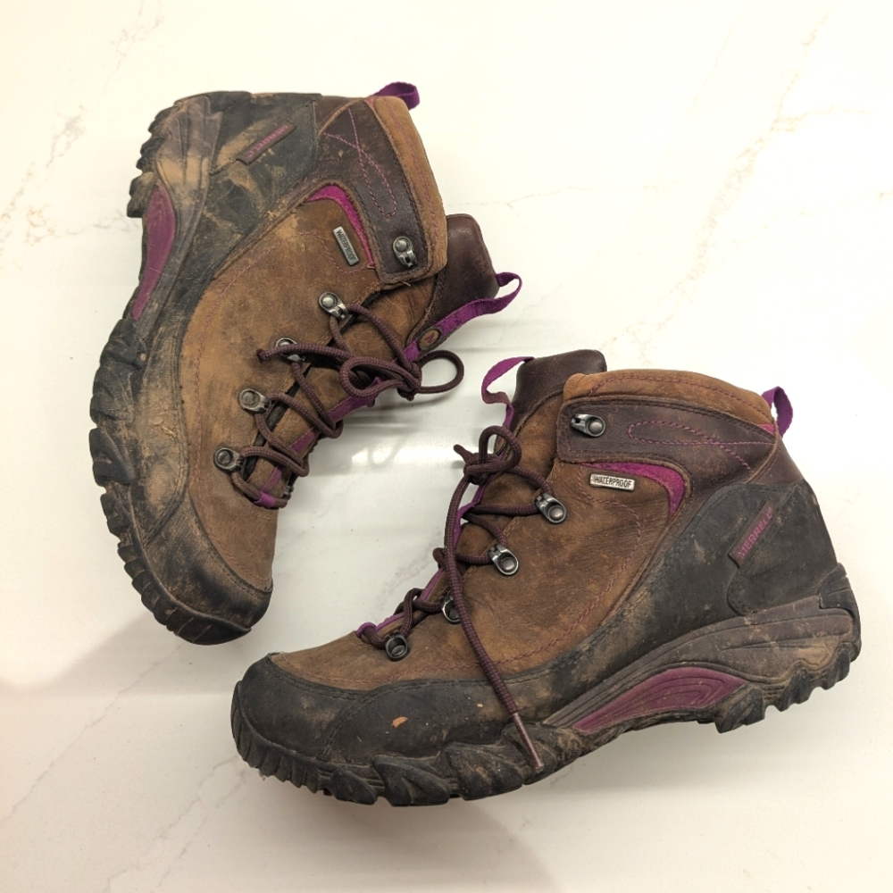 Merrell Chameleon Arc 2 Rival Waterproof Hiking Boots Cocoa Brown Size 9.5 EUC